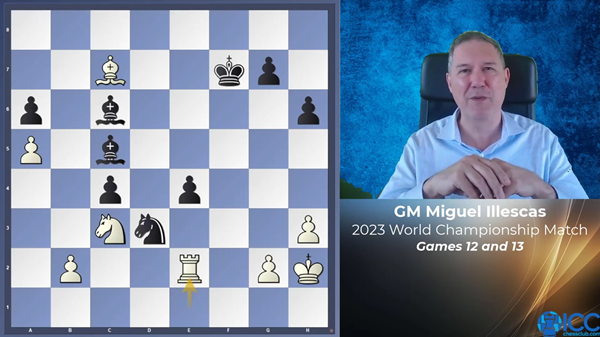 GM-MIGUEL-ILLESCAS-ANALYZES-GAMES-12-AND-13-OF-THE-2023-WORLD-CHESS-CHAMPIO  - Play Chess with Friends